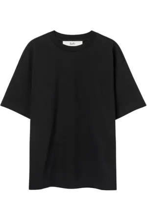 Séfr Top, Herre, Sort, L, Bomuld, Sort Bomuld Tee med Boxy Fit