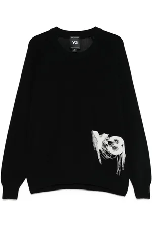 Y-3 Strik, Herre, Sort, S, Logo Striktrøje