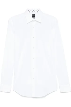 HUGO BOSS Skjorte, Herre, Hvid, 2XL, Bomuld, Slim-fit skjorte i strygelet stretch-bomuldspoplin