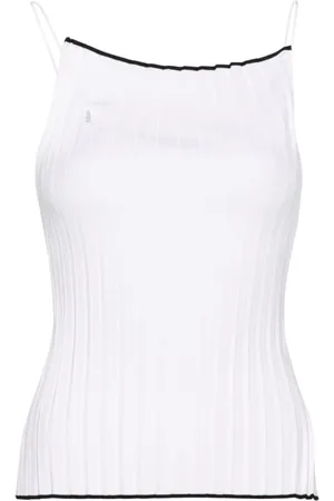 Jacquemus Top, Dame, Hvid, M, Le Haut Maille Plissé Sleeveless Top