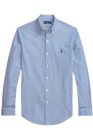 Ralph Lauren Skjorte, Herre, Blå, XL, Bomuld, Slim Striped Poplin Shirt