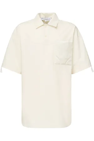 J.W.Anderson Top, Herre, Hvid, S, Satin, Quilted Satin Pocket Polo Shirt