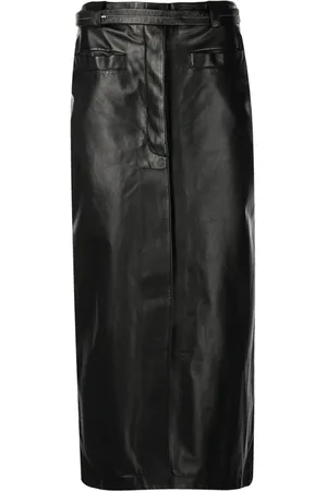 Proenza Schouler Nederdel, Dame, Sort, S, Læder, Læder Front Skirt
