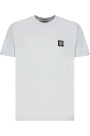 Stone Island Top, Herre, Blå, S, Bomuld, Bomulds T-shirt med Logo Patch