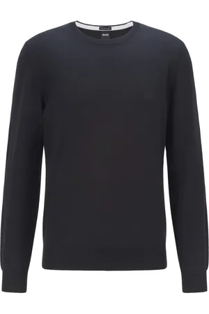 HUGO BOSS Strik, Herre, Sort, S, Uld, Rundhalset strik