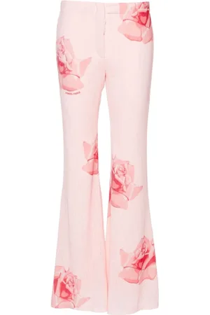 Kenzo Bukser, Dame, Lyserød, XS, Uld, Flared Rose Print Bukser