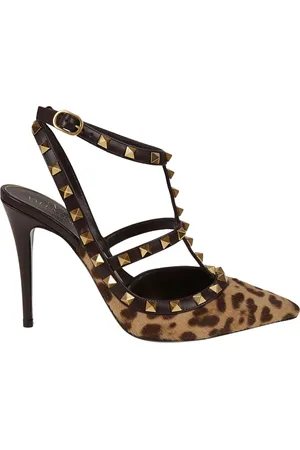 VALENTINO GARAVANI Sko, Dame, Brun, 36 1/2 EU, Uld, Rockstud Ankelstrop Pumpe
