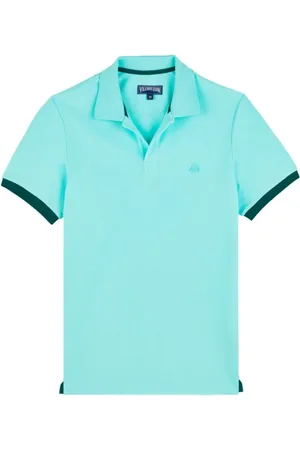 Vilebrequin Top, Herre, Blå, 2XL, Bomuld, Solidt bomuldspoloshirt til mænd