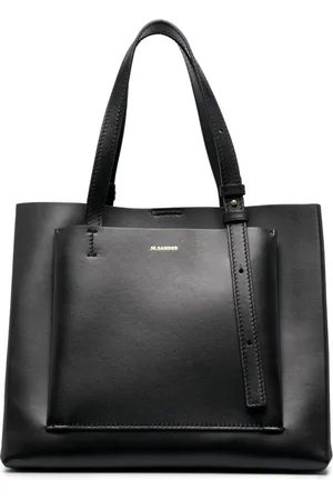 Jil Sander Taske, Dame, Sort, ONE SIZE, Læder, Elegant Sort Læder Tote Bag