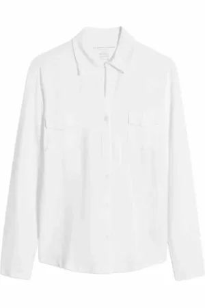 Majestic Bluser & Skjorter, Dame, Hvid, S, Blød Jersey Skjorte med Lommer