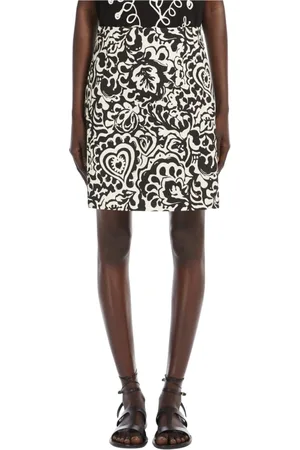 Max Mara Nederdel, Dame, Flerfarvet, L, Bomuld, Trykt A-line Bomuld Nederdel