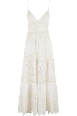 ERMANNO SCERVINO Kjole, Dame, Hvid, XS, Bomuld, Hvid Bomulds Kjole med San Gallo Broderi