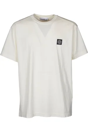 Stone Island Top, Herre, , 2XL, Bomuld, Elfenbensfarvet bomulds T-shirt med rund hals og logo