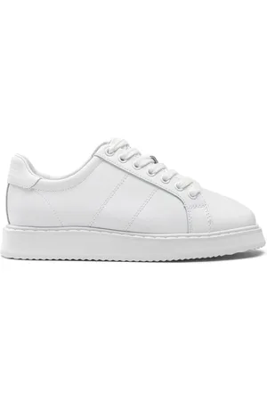Ralph Lauren Sko, Dame, Hvid, 41 EU, Læder, Angeline IV Leopard Print Tennis Sneakers