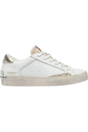 Crime london Sko, Dame, Hvid, 39 EU, Læder, Distressed Star Studded Sneakers