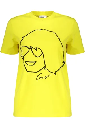 Kenzo Top, Dame, Gul, XS, Bomuld, Broderet bomulds T-shirt