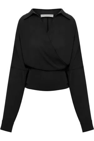 Serafini Bluser & Skjorter, Dame, Sort, S, Uld, Panel V-udskåret Skjorte