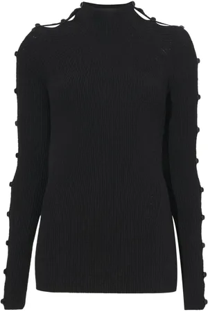 Proenza Schouler Strik, Dame, Sort, XS, Bomuld, Rib Turtleneck Sweater