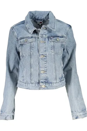 Tommy Hilfiger Jakke, Dame, Blå, XL, Denim, Logo Broderet Denimjakke