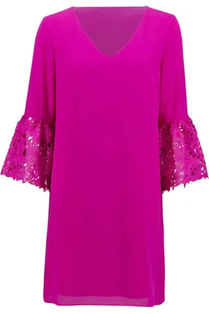 Joseph Ribkoff Kjole, Dame, Lyserød, 7XL, Georgette Trapeze Kjole