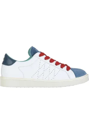 Panchic Sko, Herre, Hvid, 45 EU, Uld, Hvide sneakers med blå ruskindståkappe
