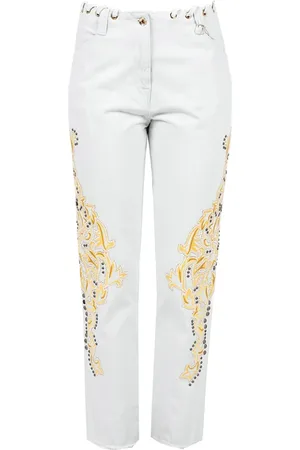 Patrizia Pepe Jeans, Dame, Blå, W29, Uld, Stilfulde Mom Fit Jeans med Blændende Detaljer