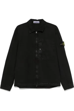 Stone Island Jakke, Herre, Sort, M, Bomuld, Sort bomulds zip-skjorte