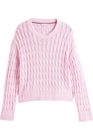 Tommy Hilfiger Strik, Dame, Lyserød, L, Bomuld, Klassisk strikket bomuldspullover
