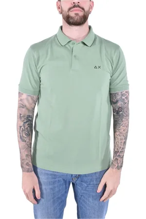 sun68 Top, Herre, Grøn, 2XL, Bomuld, Stribet Krave Polo Korte Ærmer