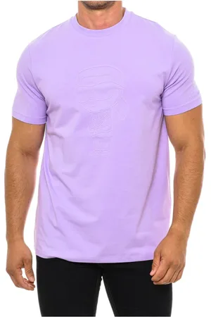 Karl Lagerfeld Top, Herre, Lilla, 2XL, Bomuld, Kortærmet T-shirt Klassisk Stil