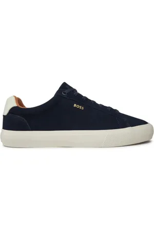 HUGO BOSS Sko, Herre, Blå, 40 EU, Blå ruskind low-top sneakers