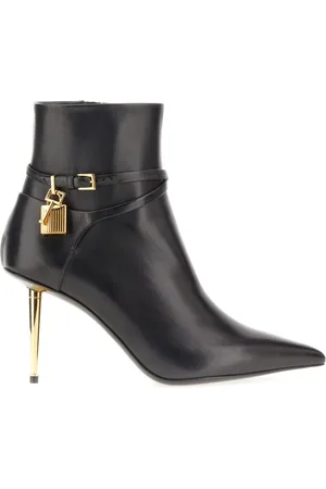 Tom Ford Sko, Dame, Sort, 38 1/2 EU, Læder, Elegante Læder Støvler med Hæl