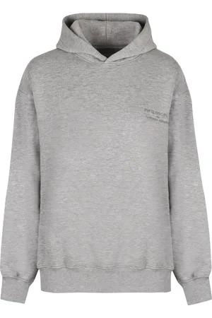 Serafini Sweathshirts & Hoodies, Dame, Grå, S, Bomuld, Bomuldshættetrøje med ribkant