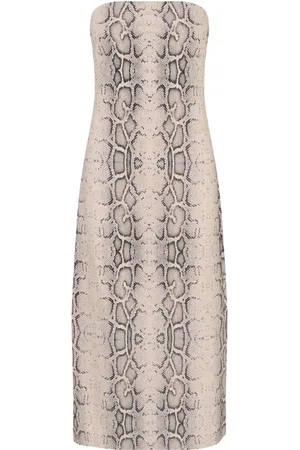 Soaked in Luxury Kjole, Dame, Flerfarvet, XL, Grå Slange Print Kjole