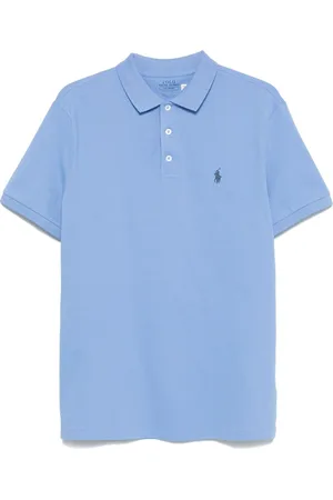 Ralph Lauren Top, Herre, Blå, XL, Bomuld, Stretch Bomulds Polo Shirt med Broderet Logo