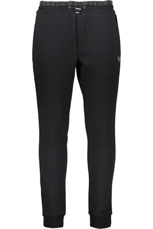 Philipp Plein Bukser, Herre, Sort, 2XL, Bomuld, Logo Patch Jersey Sweatpants
