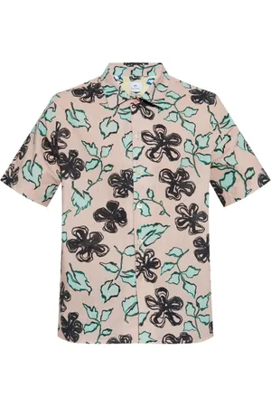 Paul Smith Skjorte, Herre, Flerfarvet, L, Uld, Pink Blomsterprint Kortærmet Skjorte