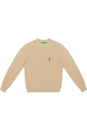 Garment Workshop Strik, Herre, , L, Crewneck i sandfarve