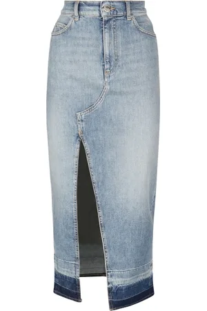 Pinko Nederdel, Dame, Blå, 2XS, Denim, Lang lys denimnederdel med slids foran