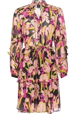 Pinko Kjole, Dame, Flerfarvet, 2XS, Iris Print Mini Kjole