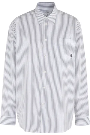 Sporty & Rich Bluser & Skjorter, Dame, Hvid, XS, Bomuld, Oversized Stribet Bomuldsskjorte
