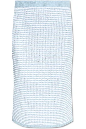 Tory Burch Nederdel, Dame, Blå, XS, Bomuld, Stribet Bomulds Midi-Nederdel med Syninger