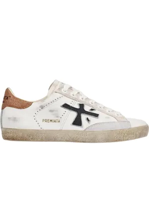Premiata Sko, Dame, Hvid, 38 EU, Læder, Hvide lædersneakers med sort logo