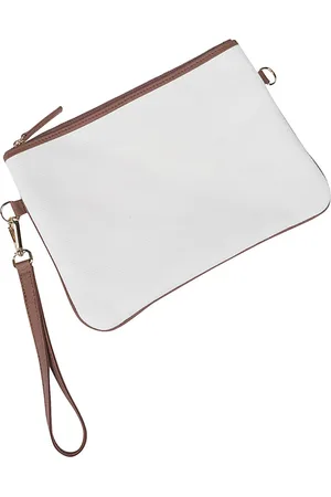 ELEVENTY Taske, Dame, Hvid, ONE SIZE, Bomuld, Bomulds- og læder clutch taske