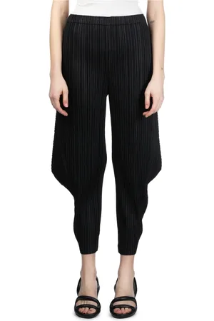 Issey Miyake Bukser, Dame, Sort, M, Polyester, Tapered Plisserede Bukser