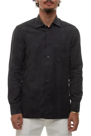 Kiton Skjorte, Herre, Grå, M, Uld, Relaxed Camo Print Skjorte