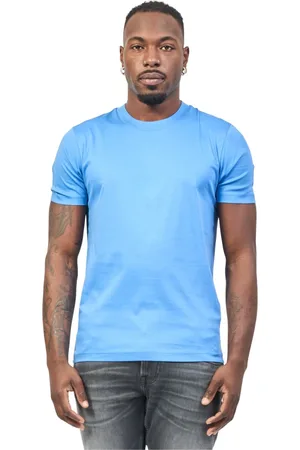 HUGO BOSS Top, Herre, Blå, 2XL, Bomuld, Crew Neck T-shirt