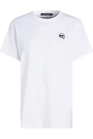 Karl Lagerfeld Top, Herre, Hvid, XL, Bomuld, Ikon Patch T-Shirt
