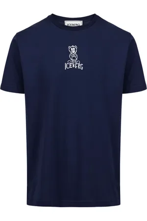 Iceberg Top, Herre, Blå, M, Bomuld, Blå slim fit bomulds T-shirt med bjørneprint