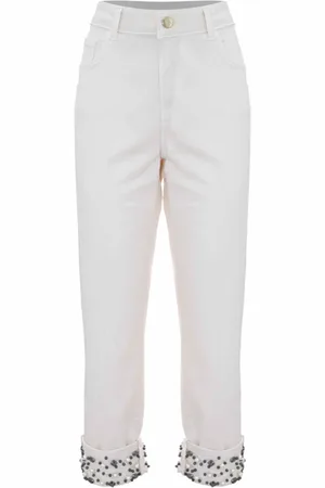 Kocca Bukser, Dame, , W30, Bomuld, Beaded Turn-up Straight Leg Bukser